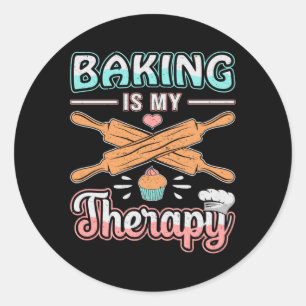 Adesivo Redondo Baker Baker Bread Terapia de Bolo de Assar Ideia