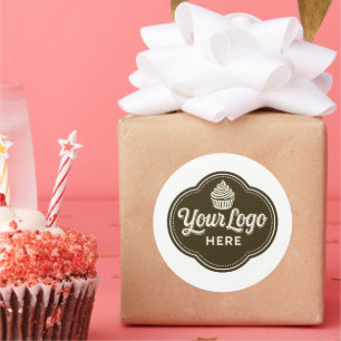 Adesivo Redondo Baker Logotipo Personalizado Café Espresso Marrom