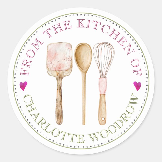 Adesivo Redondo Baker Pastry Chef Tools Food Label Sticker (Frente)