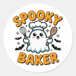Adesivo Redondo Baker Spooky - Banheira Ghost Cute Halloween