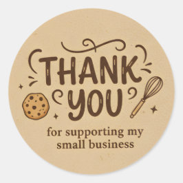 Adesivo Redondo Baker Thank You Sticker  Custom Baking Icon Design