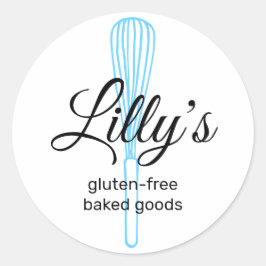 Adesivo Redondo Baker Whisk Bakery Square Cartão de visita Classic