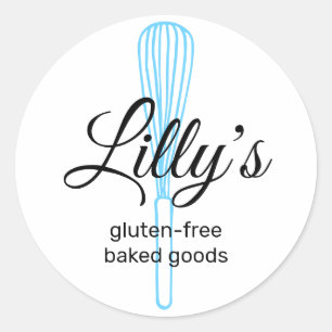 Adesivo Redondo Baker Whisk Bakery Square Cartão de visita Classic