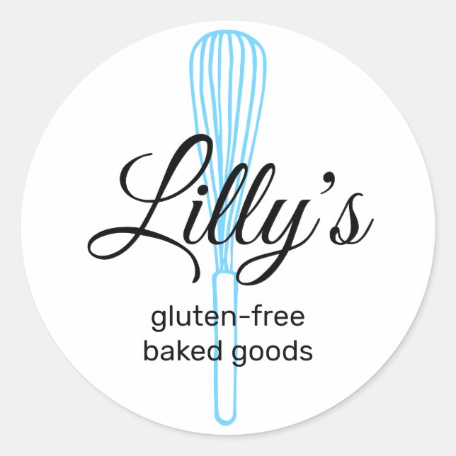 Adesivo Redondo Baker Whisk Bakery Square Cartão de visita Classic (Frente)