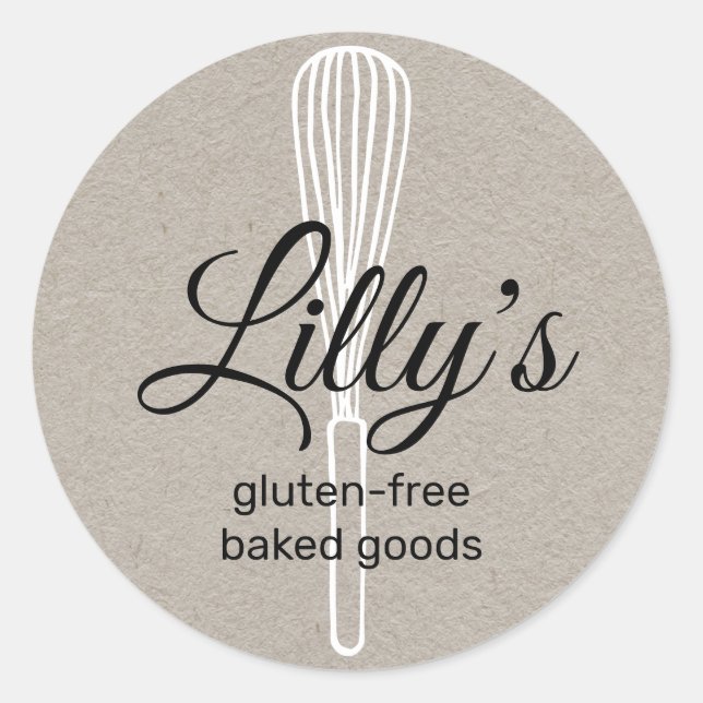Adesivo Redondo Baker Whisk Bakery Square Kraft Cartão de visita (Frente)