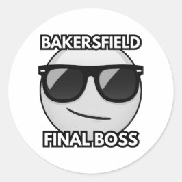 Adesivo Redondo Bakersfield Final Boss Cool Emoji Sticker