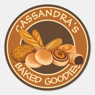 Adesivo Redondo Bakery apóia seu nome Bread Baker's Logo