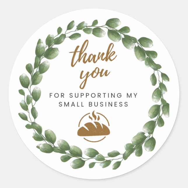 Adesivo Redondo Bakery Baked Good Thank You Round Sticker (Frente)