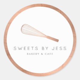Adesivo Redondo Bakery de Whisk Dourada rosa