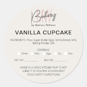 Adesivo Redondo Bakery Home Allergy Legal License Business Sticker
