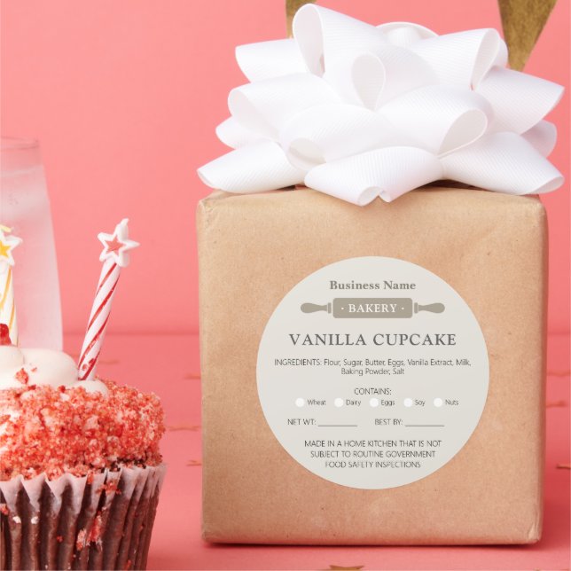 Adesivo Redondo Bakery Home Allergy Licença legal Rolling Pin (Festa)