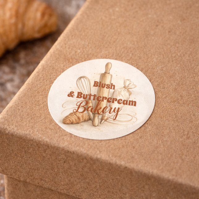 Adesivo Redondo Bakery Logo Pastry Shop Branding (Criador carregado)