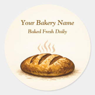 Adesivo Redondo Bakery Logo Sticker - Custom Bread Icon Design