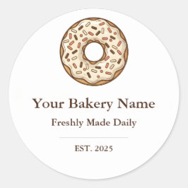 Adesivo Redondo Bakery Logo Sticker - Custom Donut Icon Design
