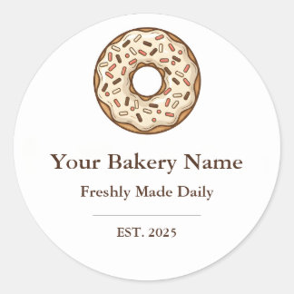 Adesivo Redondo Bakery Logo Sticker - Custom Donut Icon Design