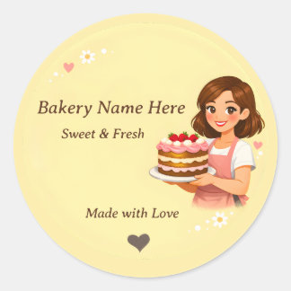Adesivo Redondo Bakery logo Sticker - Custom Pastry Chef design 