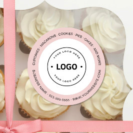 Adesivo Redondo Bakery Logo White and Pink