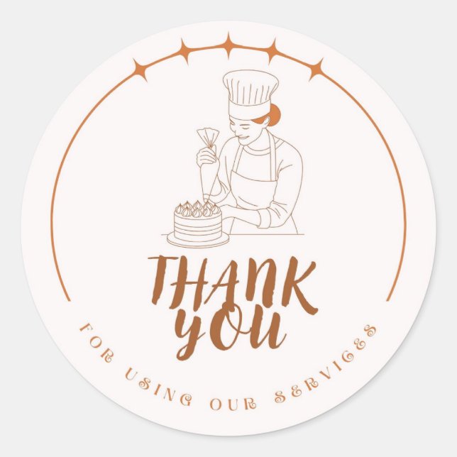 Adesivo Redondo Bakery Thank You for Using Our Services Sticker (Frente)