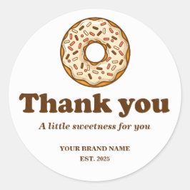 Adesivo Redondo Bakery Thank You Sticker Brown Donut Illustration 