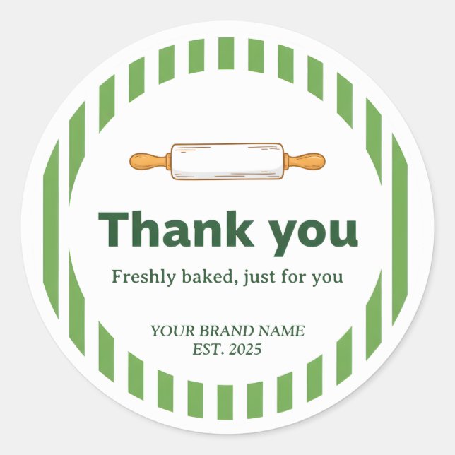 Adesivo Redondo Bakery Thank You Sticker - Custom Baking Design (Frente)