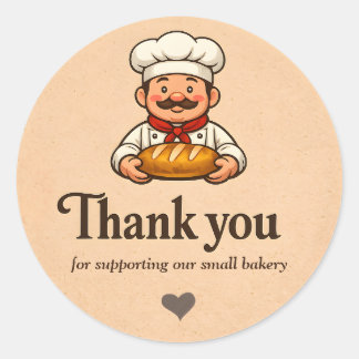 Adesivo Redondo Bakery Thank You Sticker - Custom Chef Design