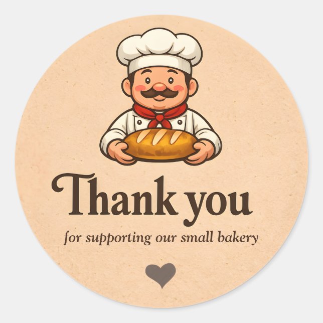 Adesivo Redondo Bakery Thank You Sticker - Custom Chef Design (Frente)