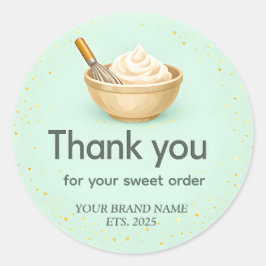 Adesivo Redondo Bakery Thank You Sticker Custom Mint Green Design