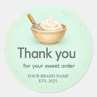Adesivo Redondo Bakery Thank You Sticker Custom Mint Green Design
