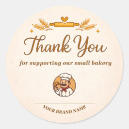 Adesivo Redondo Bakery Thank You Sticker - Custom Rustic Design