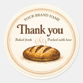 Adesivo Redondo Bakery Thank You Sticker - Loaf of Bread Design