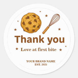 Adesivo Redondo Bakery Thank You Stickers Cookie and Whisk Design