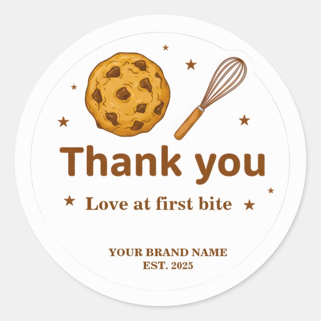 Adesivo Redondo Bakery Thank You Stickers Cookie and Whisk Design (Frente)