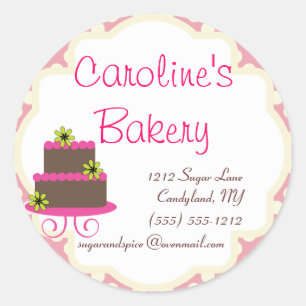 Adesivo Redondo Baking and Bakery Boutique, Bolinhas rosa