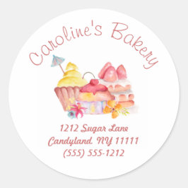 Adesivo Redondo Baking and Bakery Boutique, Cupcakes e pastéis