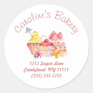 Adesivo Redondo Baking and Bakery Boutique, Cupcakes e pastéis