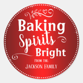 Adesivo Redondo Baking Christmas Gift Nome da Família Personalizad
