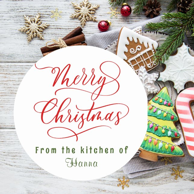 Adesivo Redondo Baking de Feriado Natal Feliz Personalizado (Criador carregado)