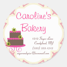 Adesivo Redondo Baking e Bakery Boutique, Bolinhas rosa