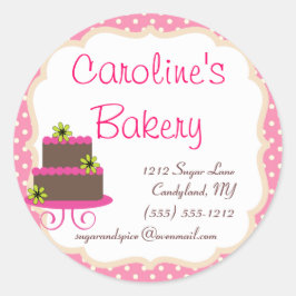 Adesivo Redondo Baking e Bakery Boutique, Bolinhas rosa