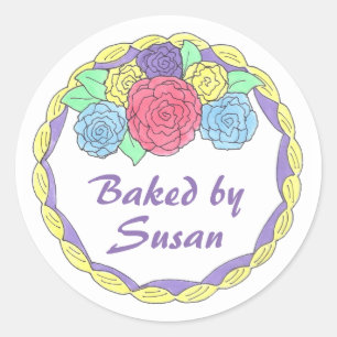 Adesivo Redondo Baking Personalizado Assado Por Palhetas De Bolo