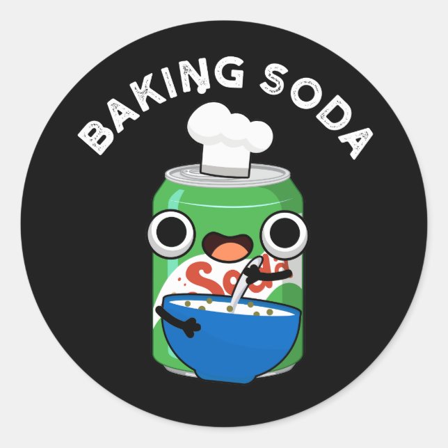 Adesivo Redondo Baking Soda Engraçado Soda Pop Pun Dark BG (Frente)