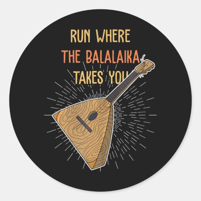 Adesivo Redondo Balalaika Balalaika player Instrumento musical (Frente)