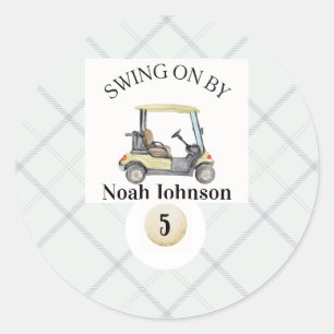 Adesivo Redondo Balança por Boys 5 Birthday Par-tee Golf Sticker