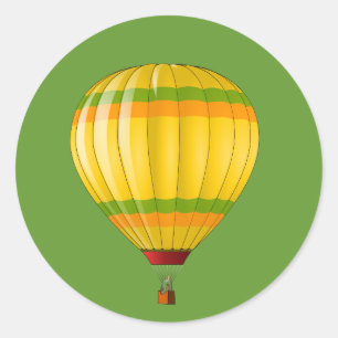 Adesivo Redondo Balão de ar quente amarelo e verde