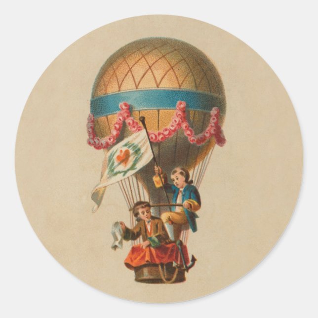 Adesivo Redondo Balão de Ar Quente de Sinalizador de Coração (Frente)