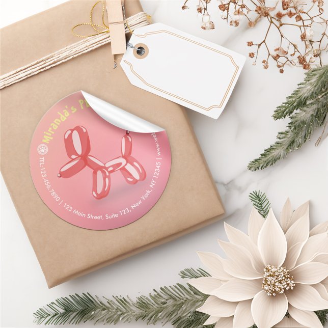 Adesivo Redondo Balão de Cachorro Cachorro Cachorro Sentado com Pe (Criador carregado)