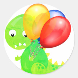 Adesivo Redondo Balão de Dinossauro Engraçado