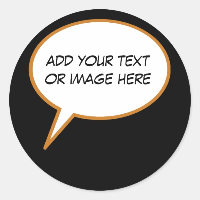 Adesivo Redondo balão de fala de desenho personalizável (Frente)