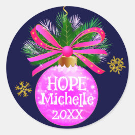 Adesivo Redondo Balão de Fita Rosa Único