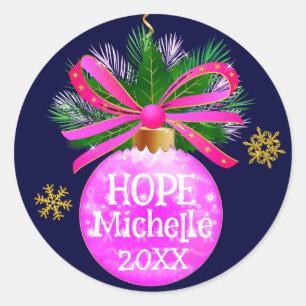 Adesivo Redondo Balão de Fita Rosa Único